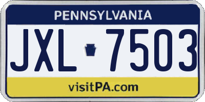 PA license plate JXL7503