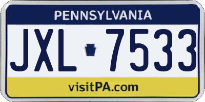 PA license plate JXL7533