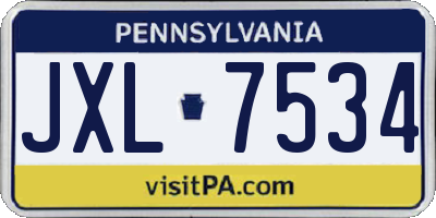 PA license plate JXL7534