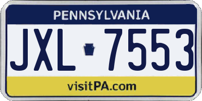 PA license plate JXL7553