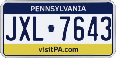 PA license plate JXL7643