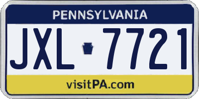 PA license plate JXL7721