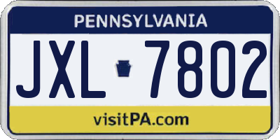 PA license plate JXL7802