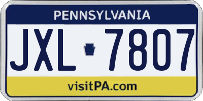 PA license plate JXL7807