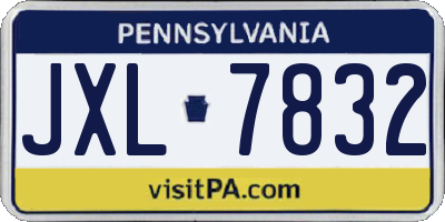 PA license plate JXL7832