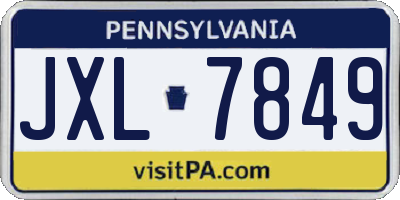 PA license plate JXL7849
