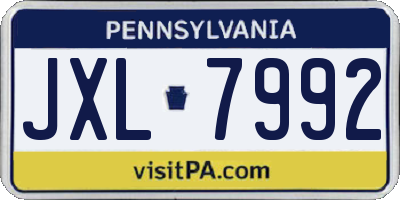 PA license plate JXL7992