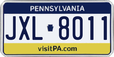 PA license plate JXL8011