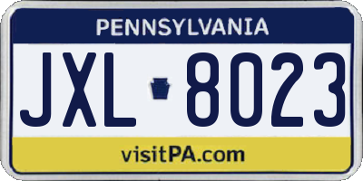 PA license plate JXL8023