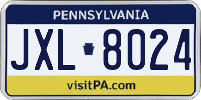 PA license plate JXL8024