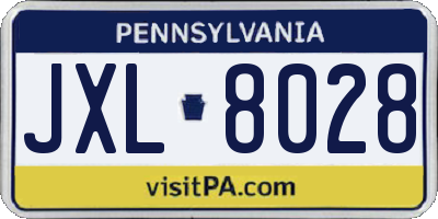 PA license plate JXL8028