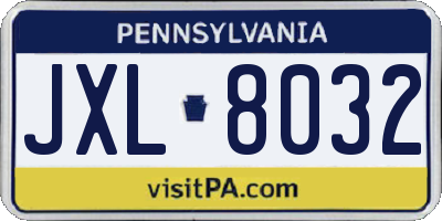 PA license plate JXL8032