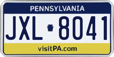 PA license plate JXL8041