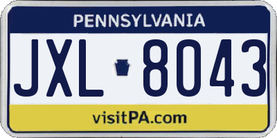PA license plate JXL8043