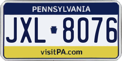 PA license plate JXL8076