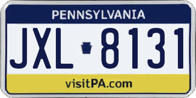 PA license plate JXL8131