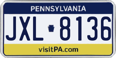 PA license plate JXL8136