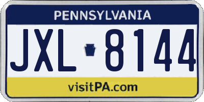 PA license plate JXL8144