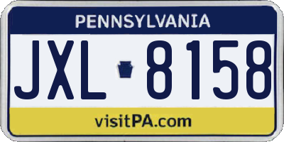 PA license plate JXL8158
