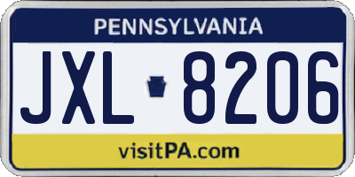 PA license plate JXL8206