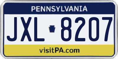 PA license plate JXL8207