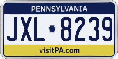 PA license plate JXL8239