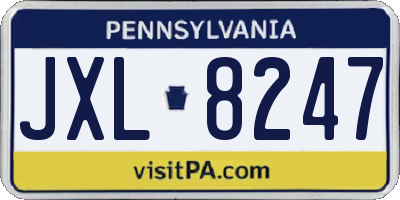 PA license plate JXL8247