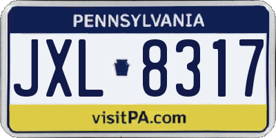 PA license plate JXL8317