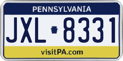 PA license plate JXL8331