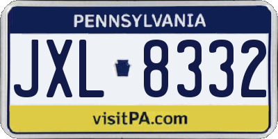 PA license plate JXL8332