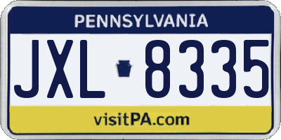 PA license plate JXL8335