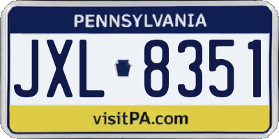 PA license plate JXL8351