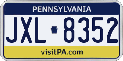 PA license plate JXL8352
