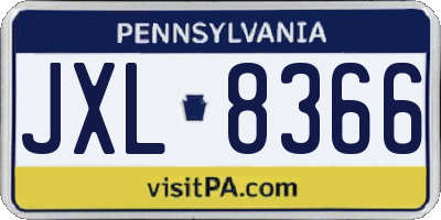 PA license plate JXL8366