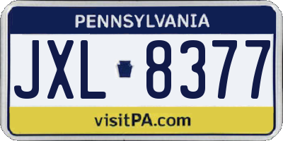 PA license plate JXL8377