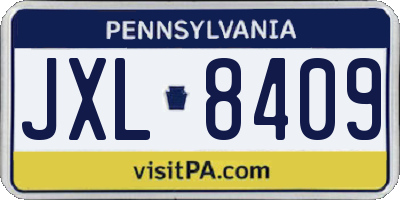 PA license plate JXL8409