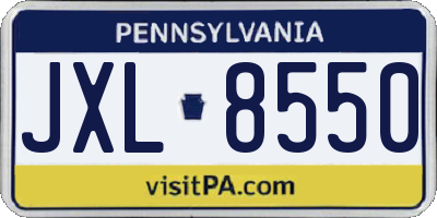 PA license plate JXL8550