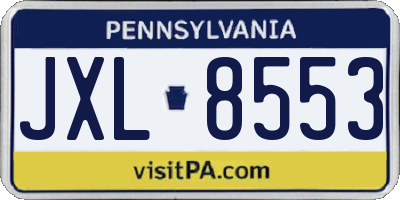 PA license plate JXL8553