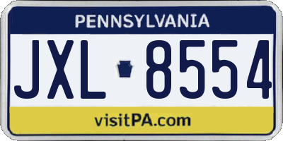 PA license plate JXL8554