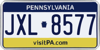 PA license plate JXL8577