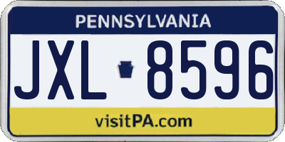 PA license plate JXL8596