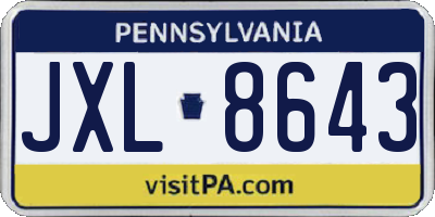 PA license plate JXL8643