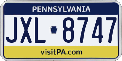 PA license plate JXL8747