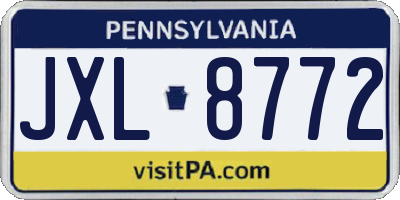 PA license plate JXL8772
