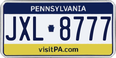 PA license plate JXL8777