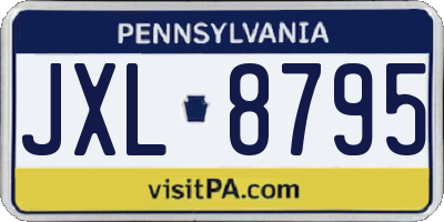 PA license plate JXL8795