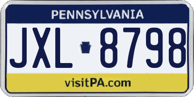 PA license plate JXL8798