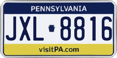 PA license plate JXL8816