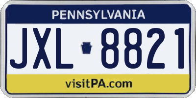 PA license plate JXL8821