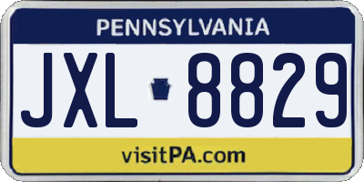 PA license plate JXL8829